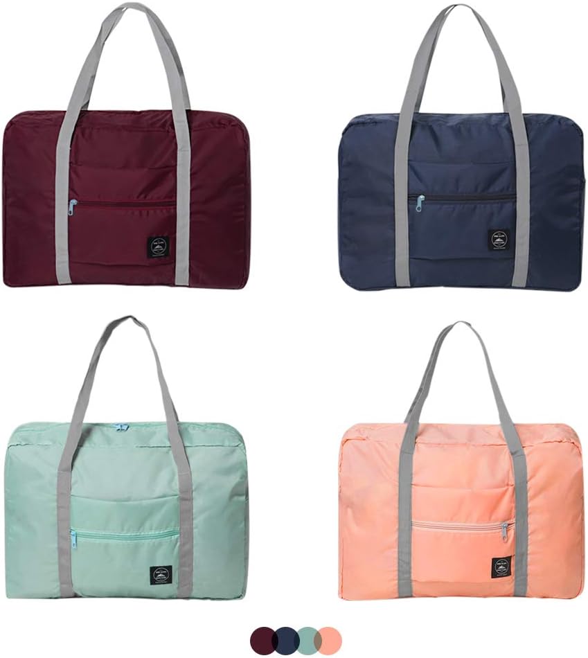 230527205116757_1 SITAKE 4 Pcs Foldable Travel Duffel Bag, Waterproof Lightweight Carry-on Bags, Suitable for Overnight, Holiday, Shopping, Weekends, Outing, Gym(Wine Red/Navy Blue/Sky Blue/Light Pink) - Image 1